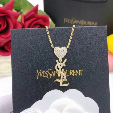 Yves Saint Laurent Monogram Heart Pendant Necklace [2 styles] — source listing photo