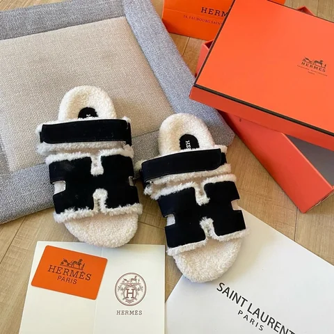 Hermes Fleece-Lined H-Strap Slides [6 styles] — source listing photo
