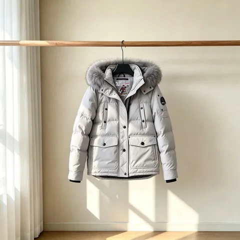 Moose Knuckles Short Fur-Trim Down Jacket [2 styles] — source listing photo