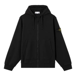Black zip-up hoodie with front pockets