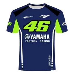 Navy and fluorescent yellow racing jersey with number 46