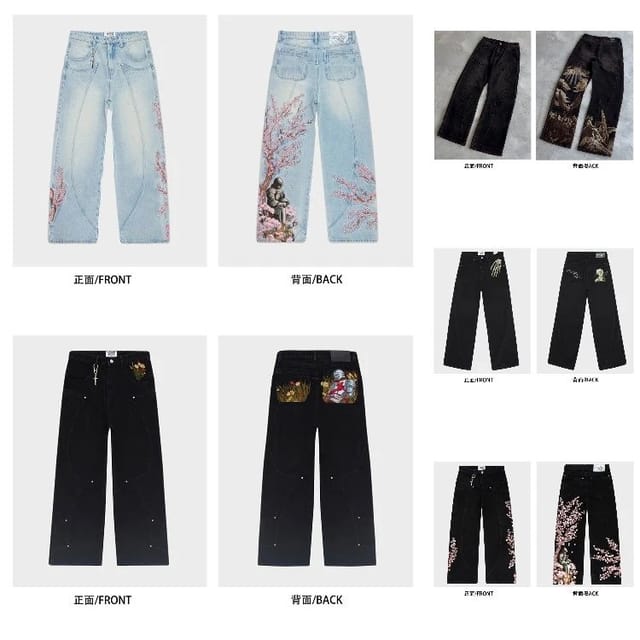 Cherry Blossom Embroidered Straight-Leg Jeans [5 styles] — source listing image