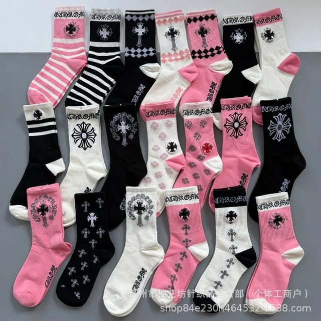 Chrome Hearts Cross and Stripe Crew Socks [46 styles] — source listing image