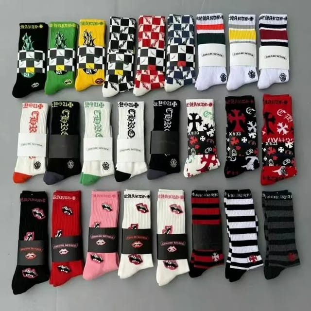 Chrome Hearts Logo and Checkered Crew Socks [30 styles] — source listing image