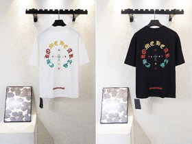 Chrome Hearts CH new colorful Sanskrit letter embroidered short-sleeved T-shirt-5418  